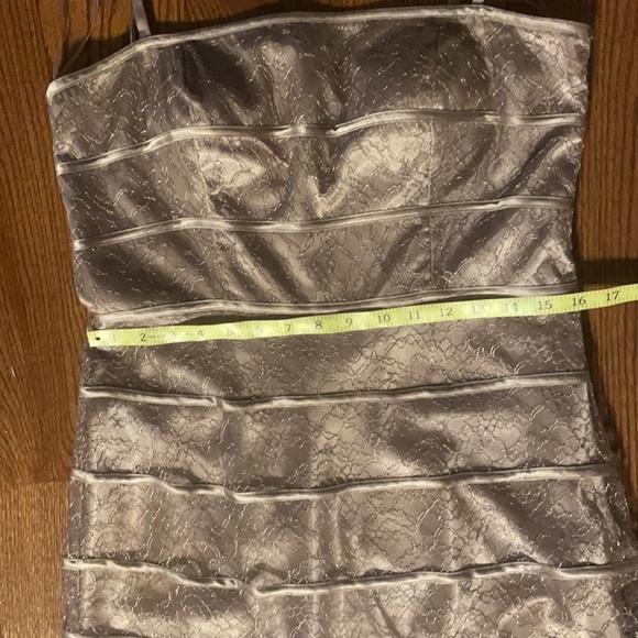 JS COLLECTION FORMAL / wedding LACE / SATIN OVERLAY LONG TANK DRESS  sz 10 TAUPE - Picture 13 of 16